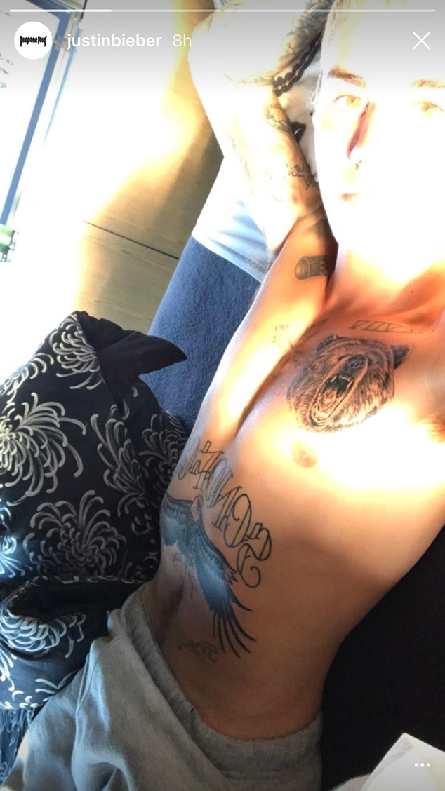 Justin Bieber Gets A Giant Bald Eagle Tattooed On His